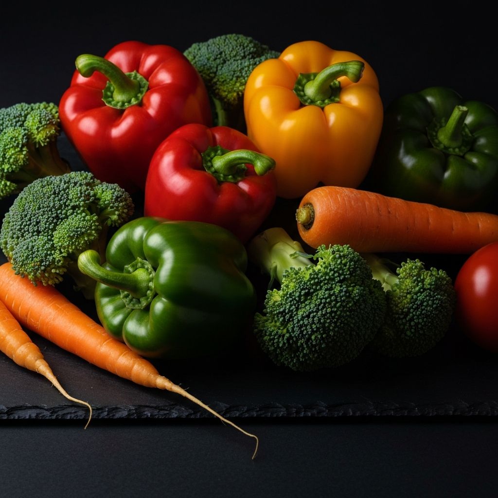 Sveža zelenjava na temni površini